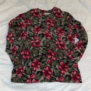 Nora Noh Sz 4 vintage Floral wicked witchy Blouse 100% silk 80s 90s y2k goth